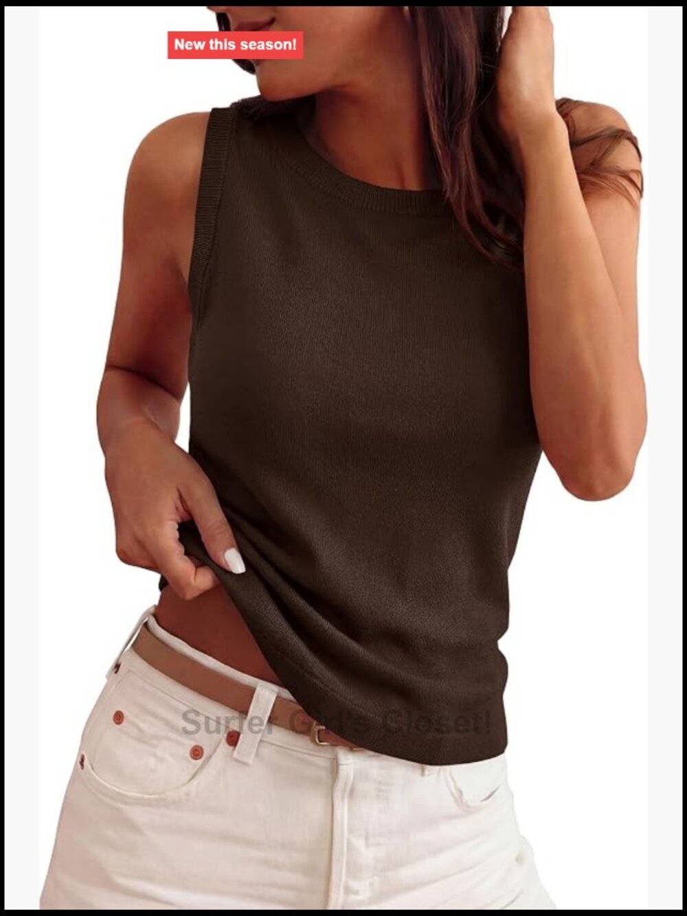 Lightweight Ribbed Knit Sleeveless Sweater Tank Top Women's Crew Neck Summer
